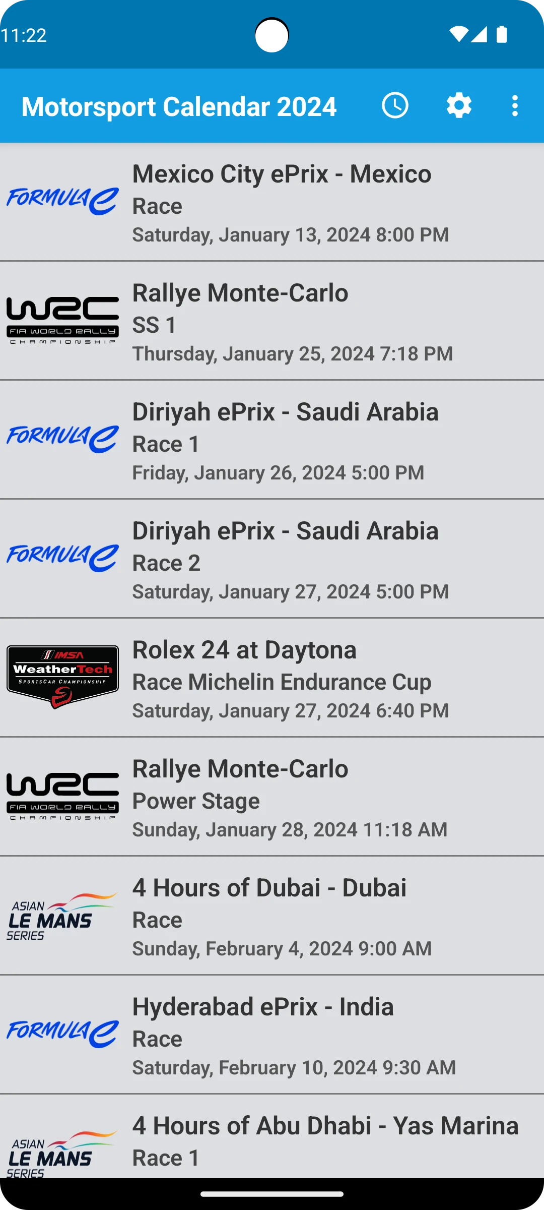 Motorsport Calendar 2026 screenshot