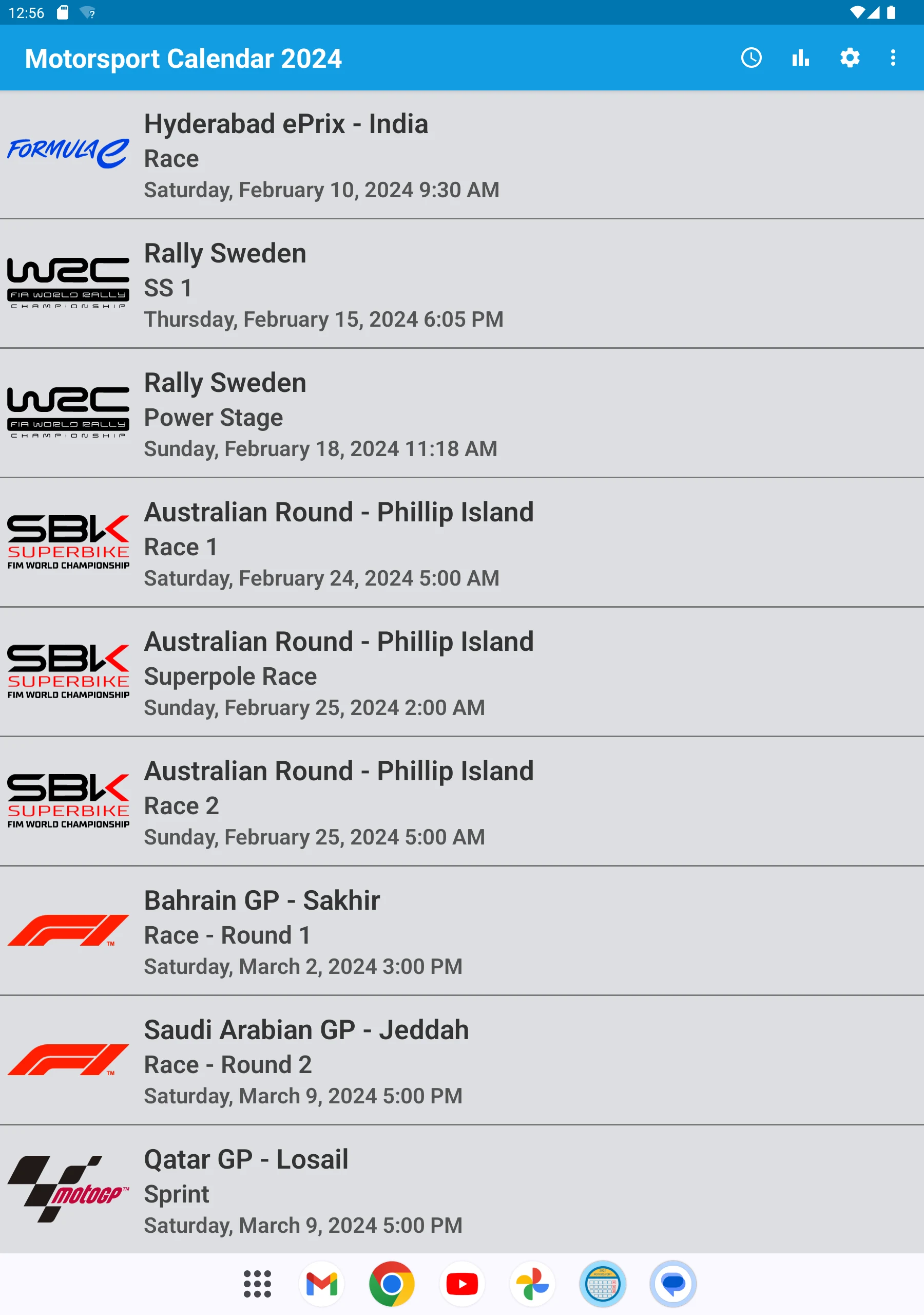 Motorsport Calendar 2026 screenshot