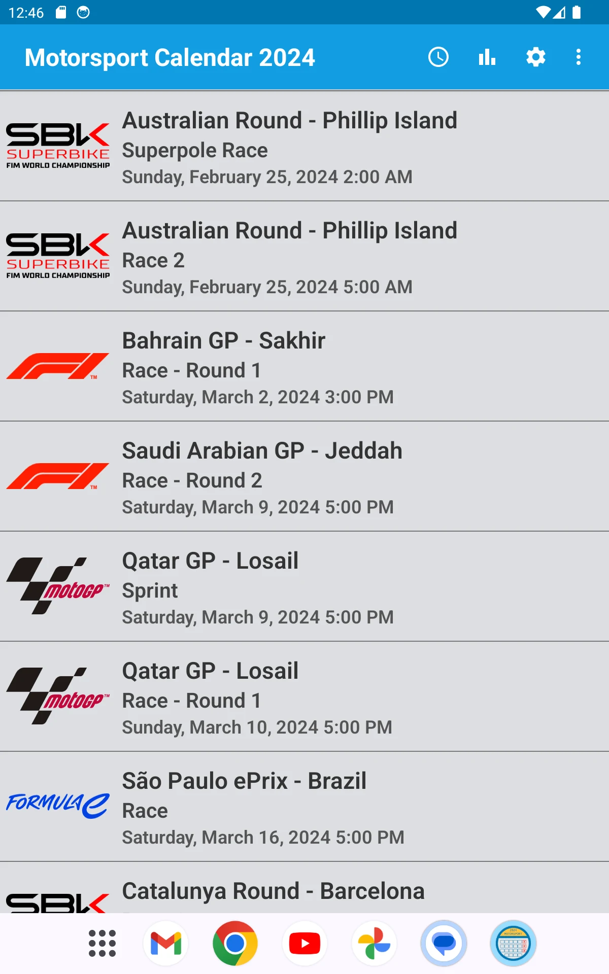 Motorsport Calendar 2026 screenshot